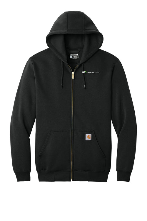 Carhartt Midweight Hooded Zip-Front Sweatshirt - Black with State of Minnesota logo