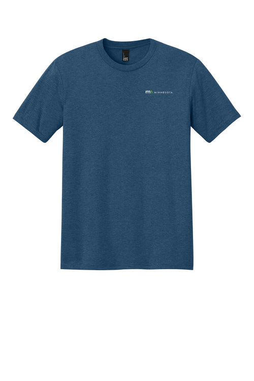District Perfect Tri Tee - Heathered Neptune Blue with State of Minnesota logo