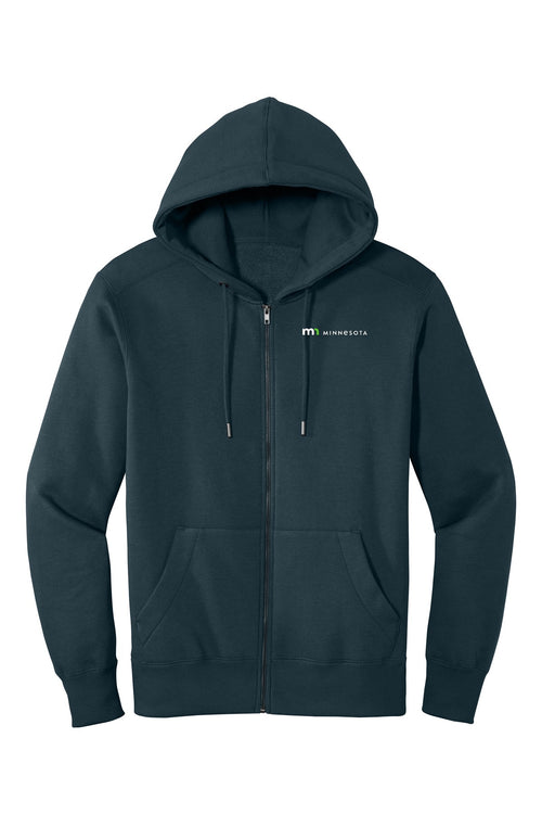 District Perfect Weight Fleece Full-Zip Hoodie - New Navy with State of Minnesota logo