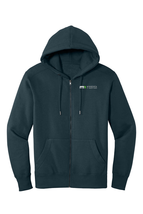 District Perfect Weight Fleece Full-Zip Hoodie - New Navy with MNIT logo